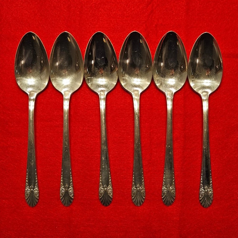 Crown Silver-Plate Silverware - Lot of 6 Table Spoons - Radiance‎ 1939 Pattern
